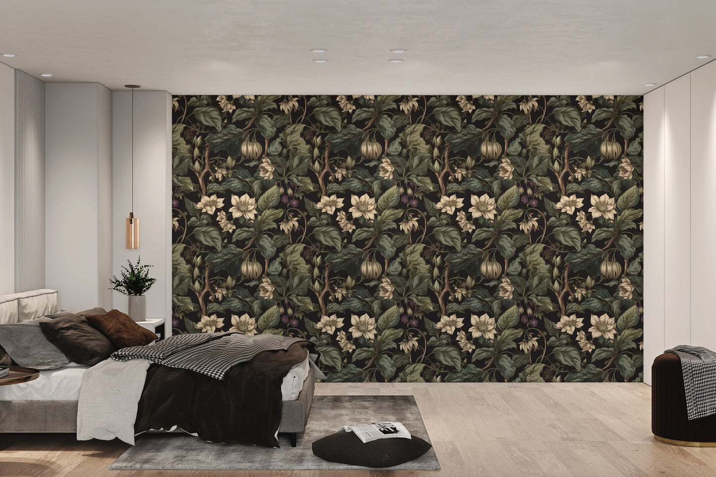 Botanical Blossom Wall Mural - Beige