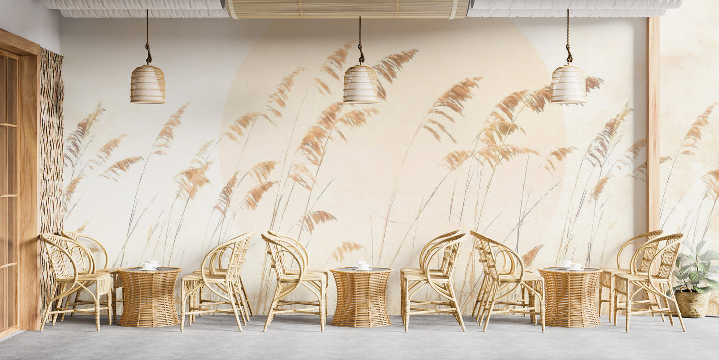 Elegant dune grass wall mural for tranquil decor
