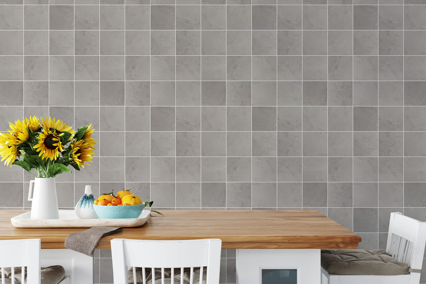 Ceramic Grey Color Tiles Seamless Pattern Wallpaper For Walls