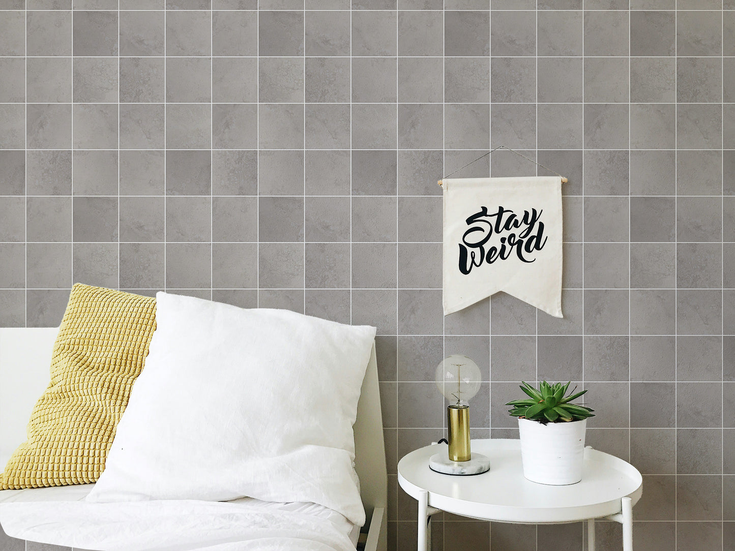 Ceramic Grey Color Tiles Seamless Pattern Wallpaper For Walls