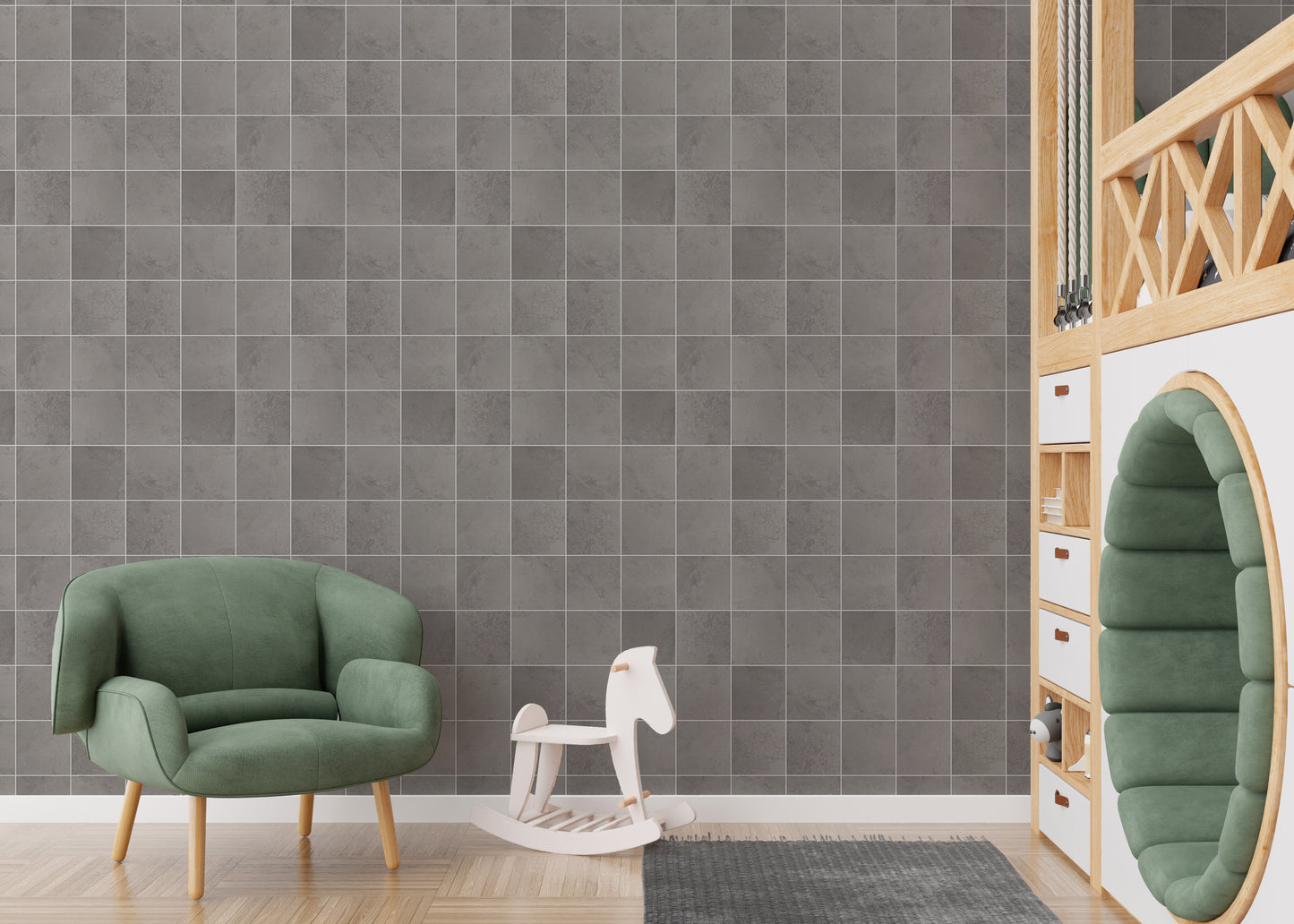 Ceramic Grey Color Tiles Seamless Pattern Wallpaper For Walls