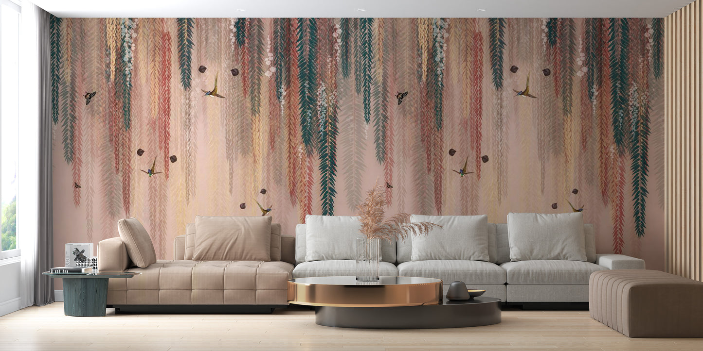 Golden Glow Wisteria Wallpaper Mural