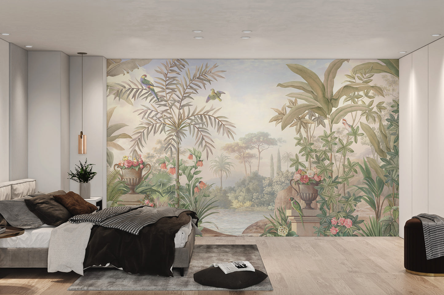 Vintage Tropical Paradise Botanical Mural