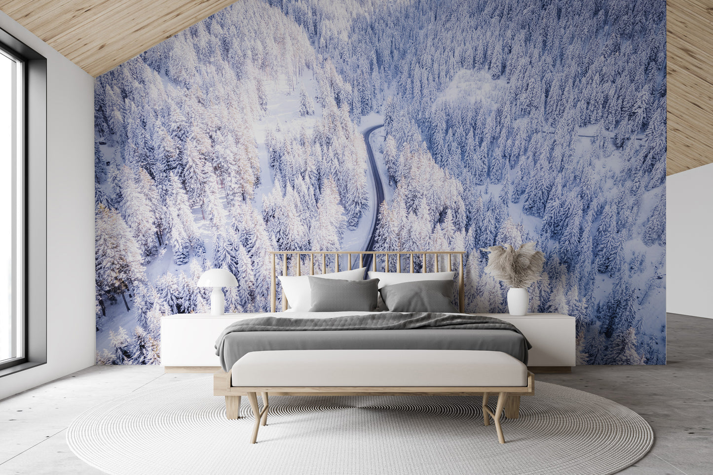 Serene snow-filled forest wall art
