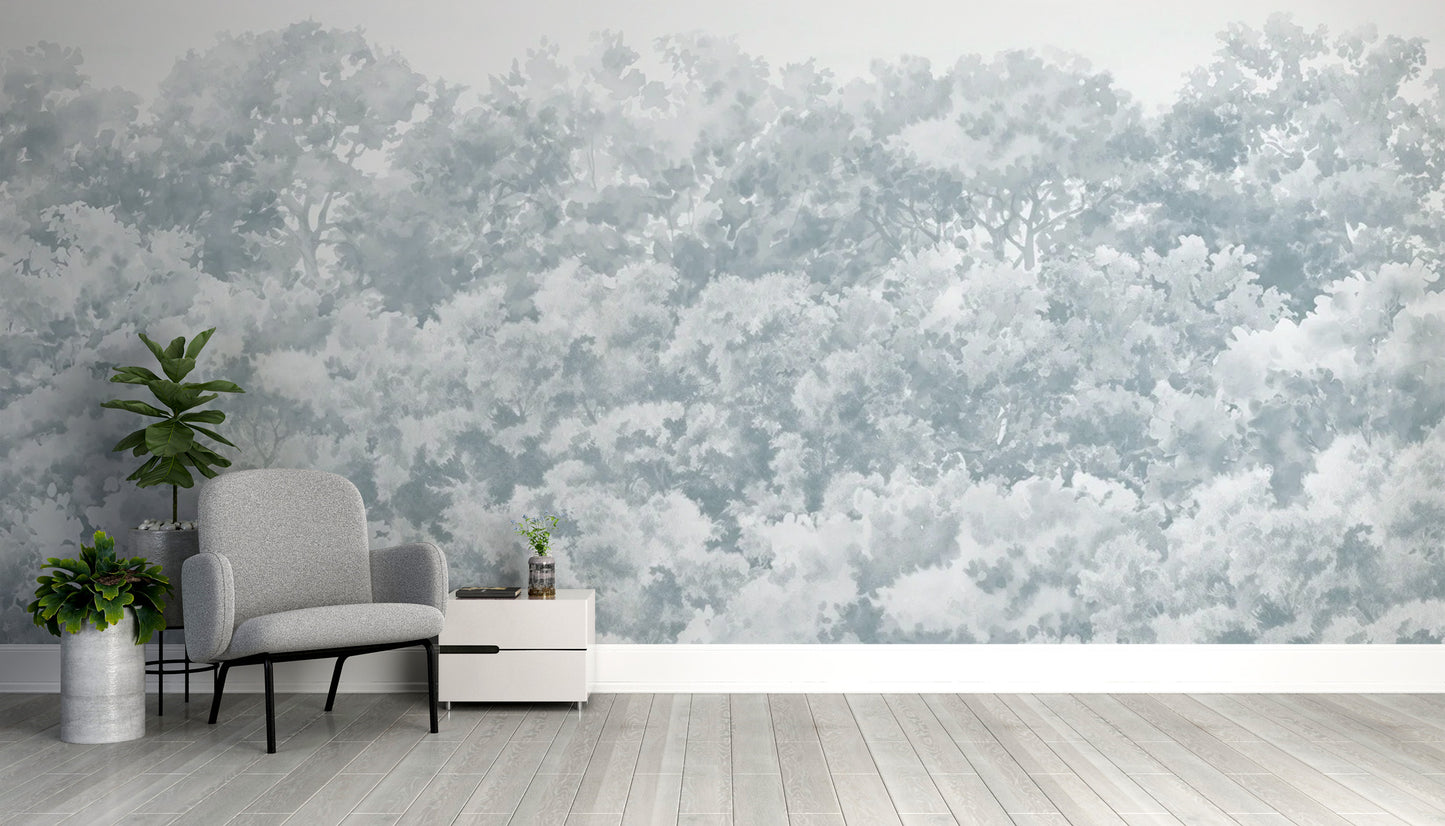 Scenic blue buttonwood tree mural for a calming vibe
