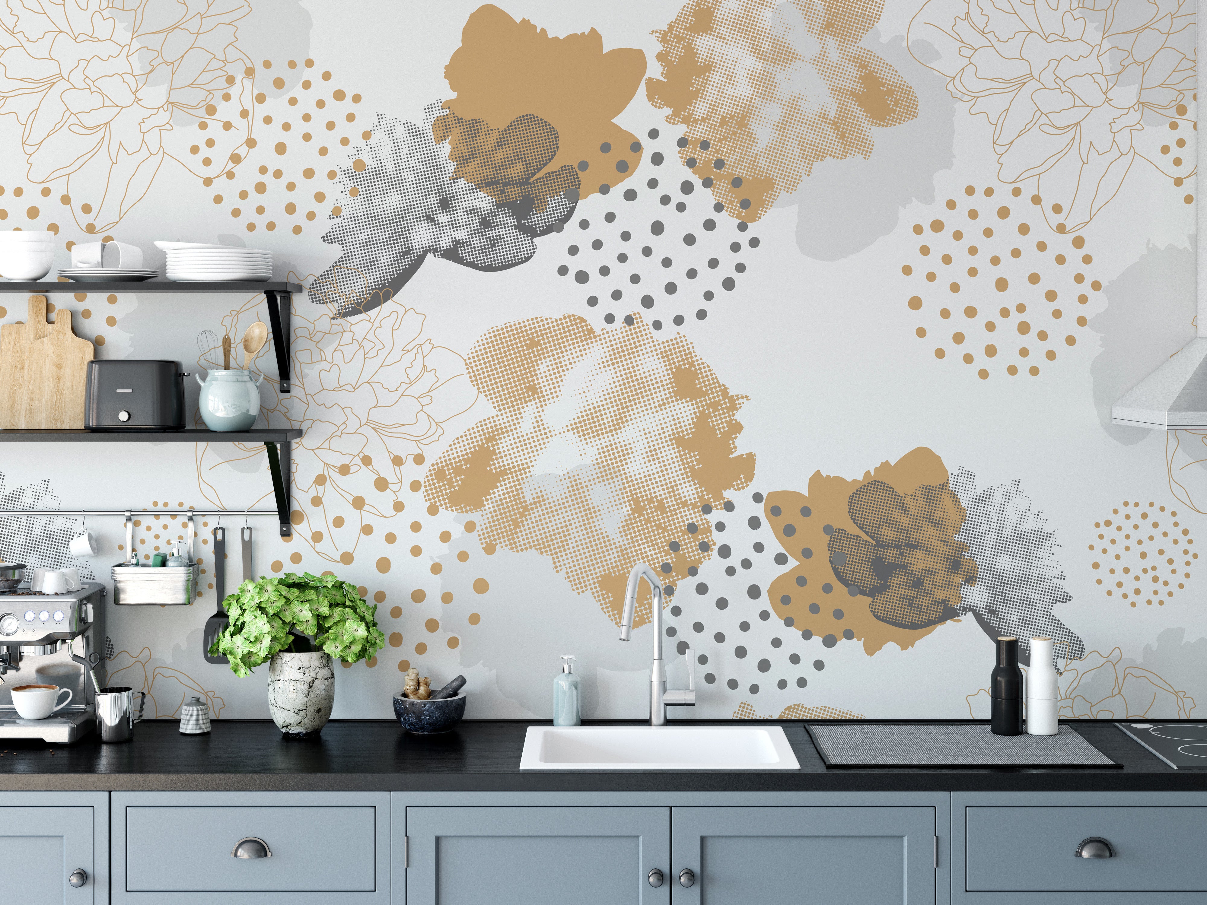 Sleek floral mural for modern wall decor
