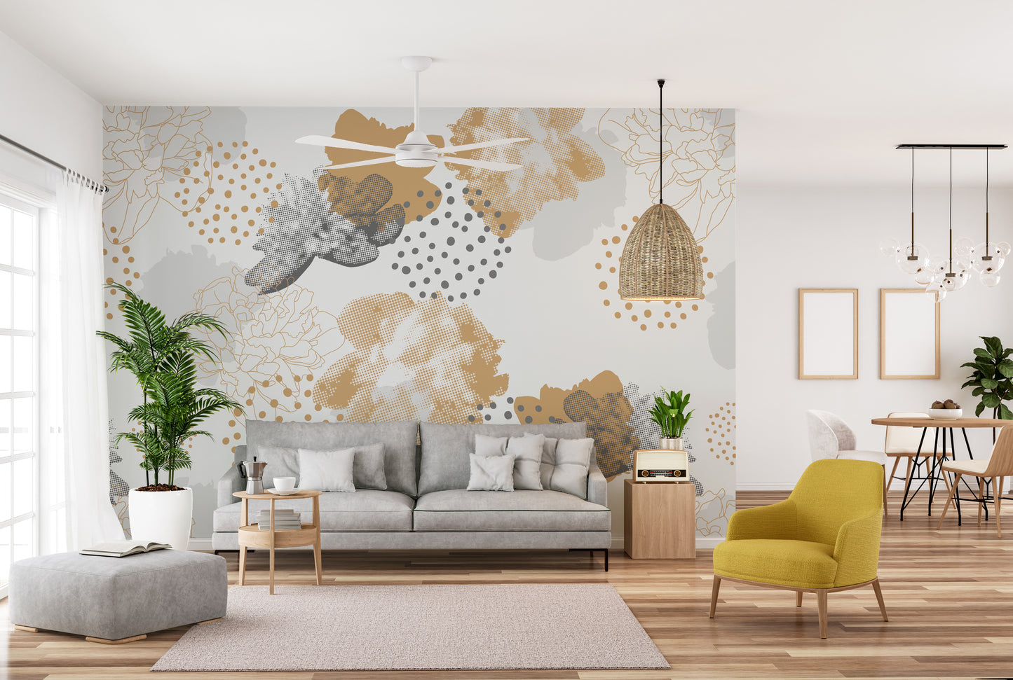 Elegant floral wallpaper mural for walls
