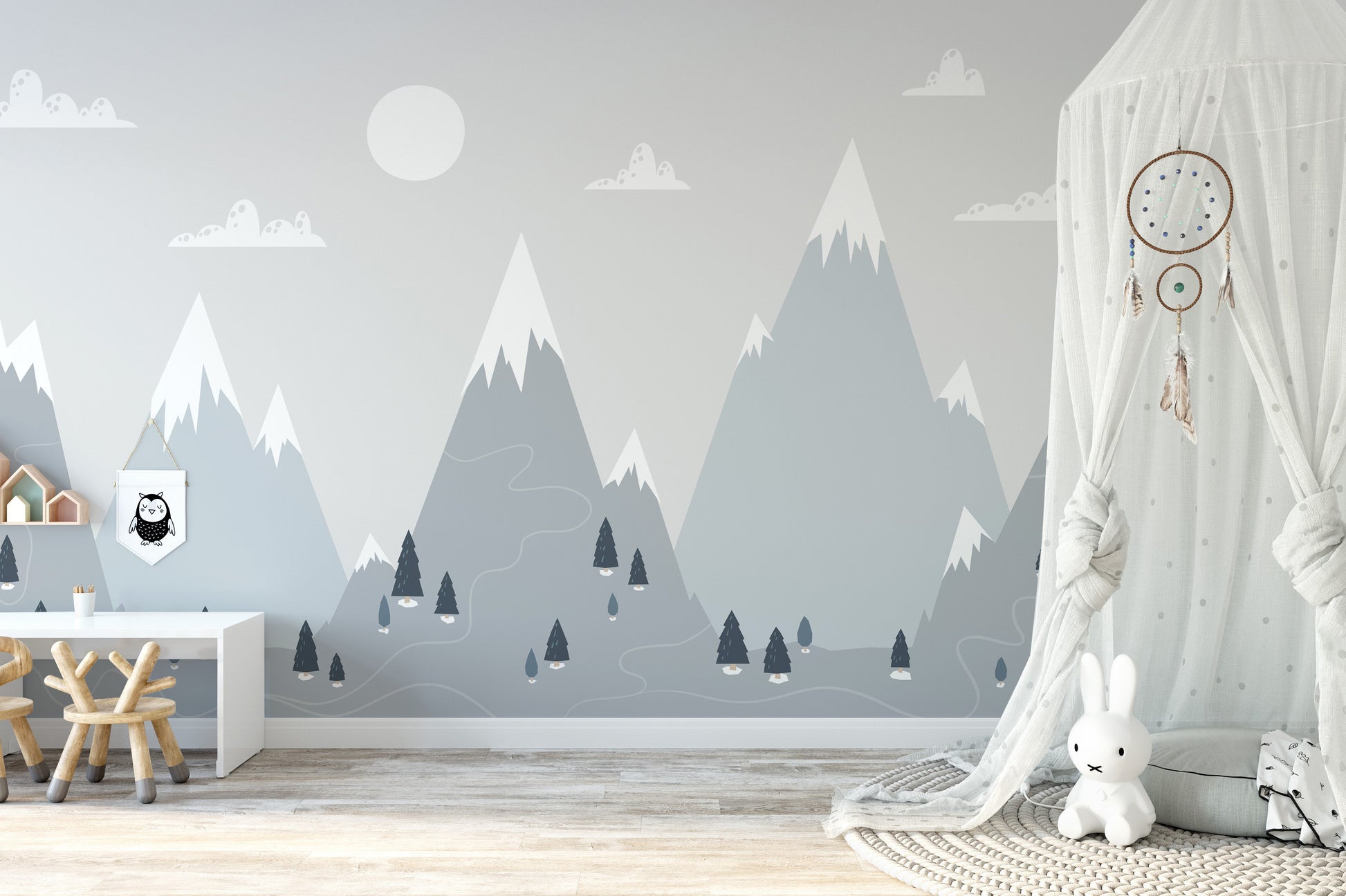 Wallpaper with modern Scandinavian alpine vibe
