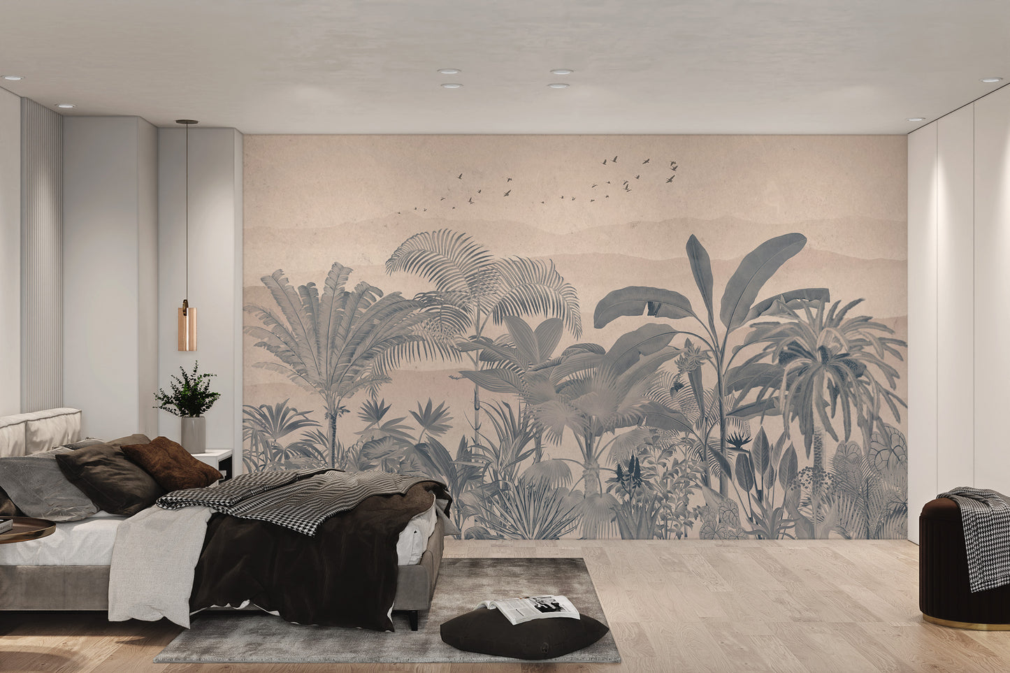 Brown Tropical Jungle Wall Mural