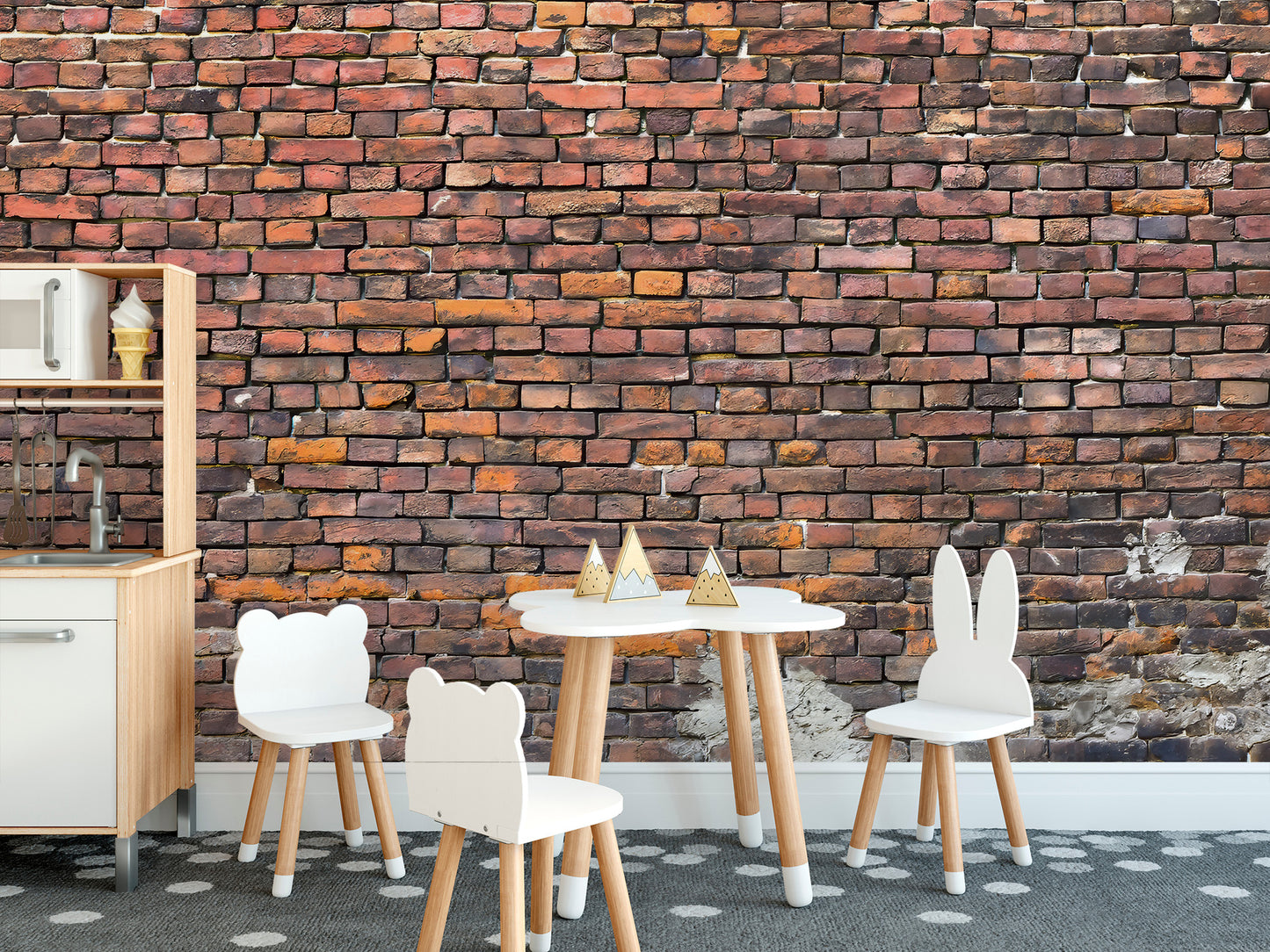 Temporary urban brick wallpaper for rustic wall design