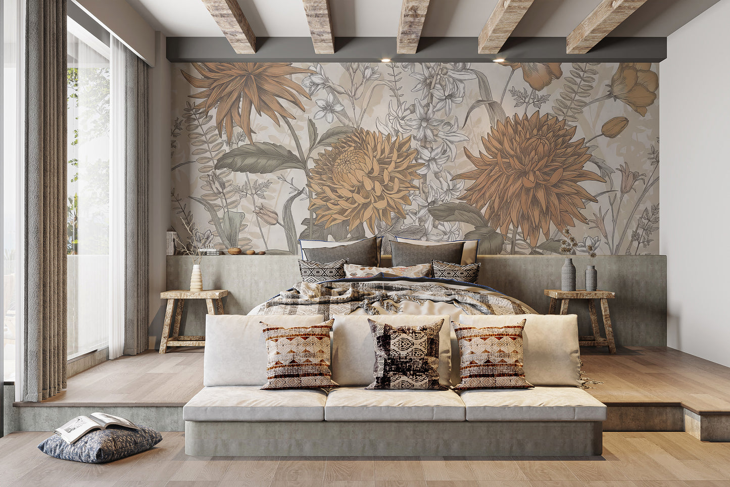 Nature-inspired wildflowers mural for creative wall accents