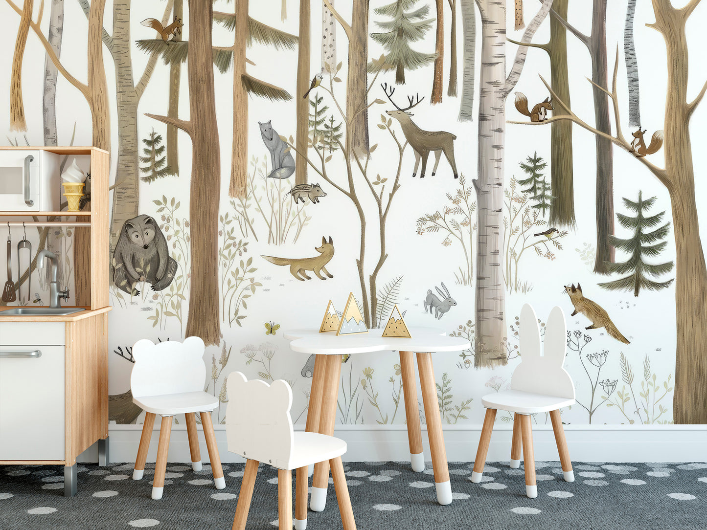 Woodland forest friends peel-off mural for vibrant walls