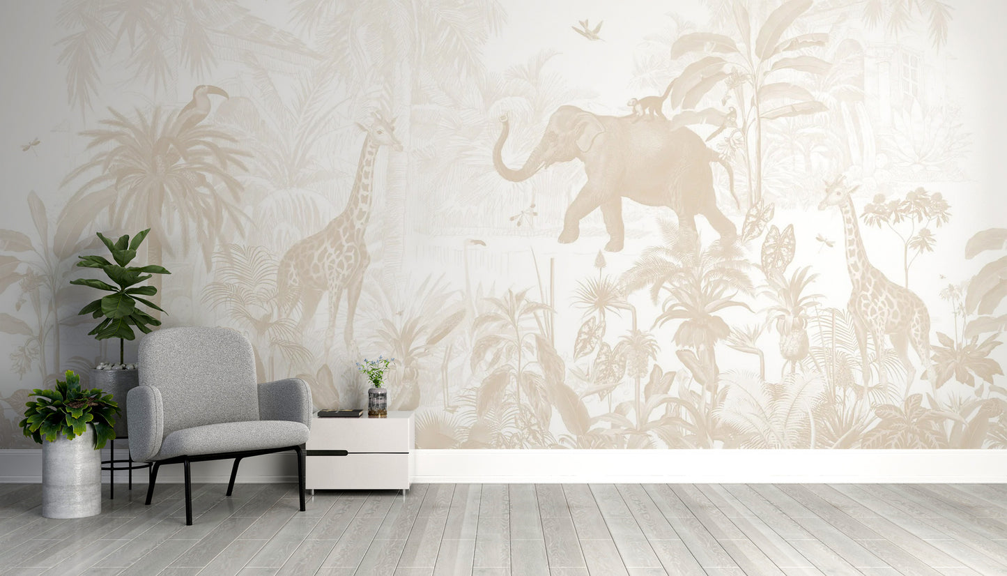 Artistic jungle mural for an immersive tropical experience
