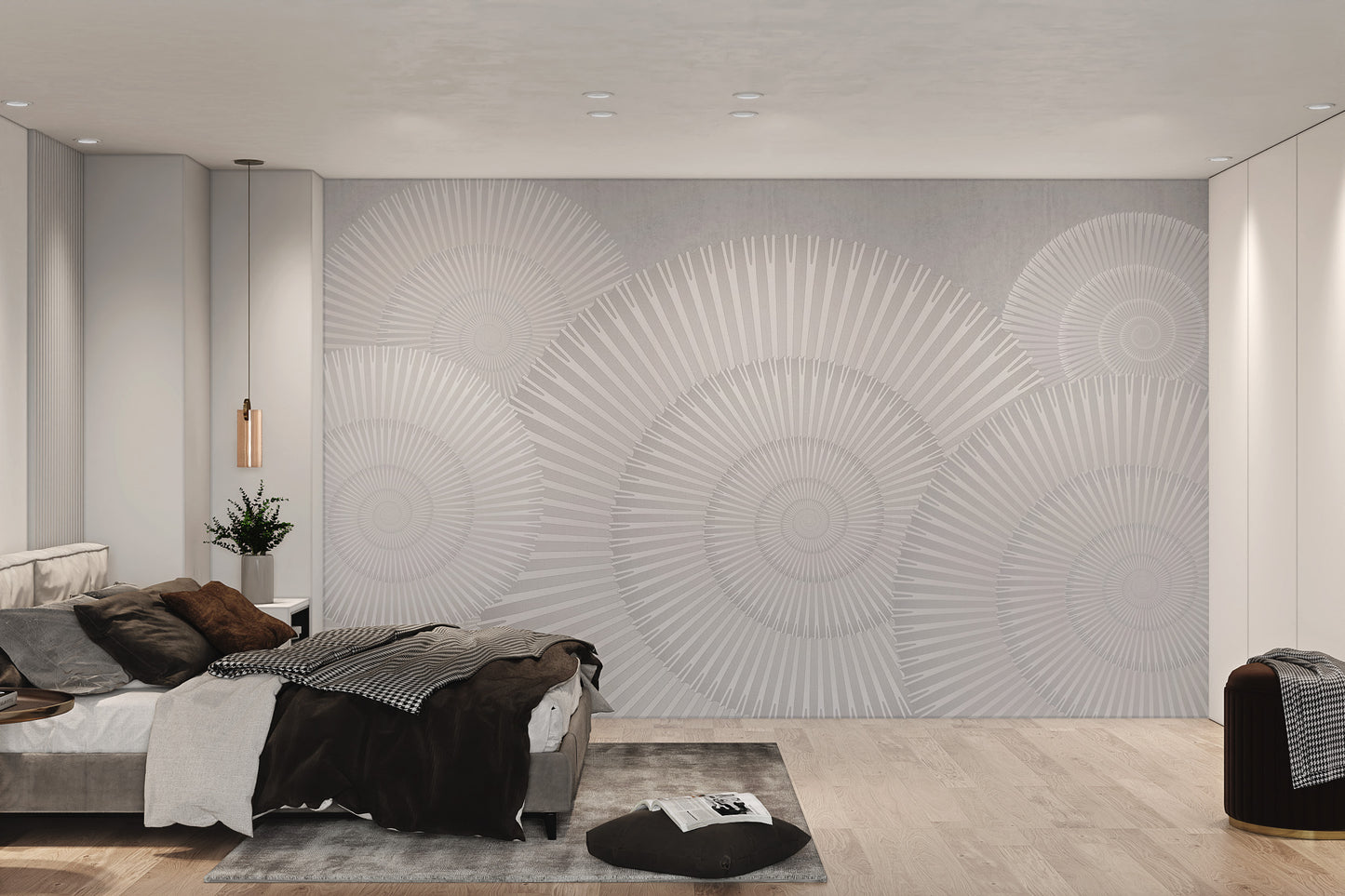 Gray Modern Minimalist Geometric Mural