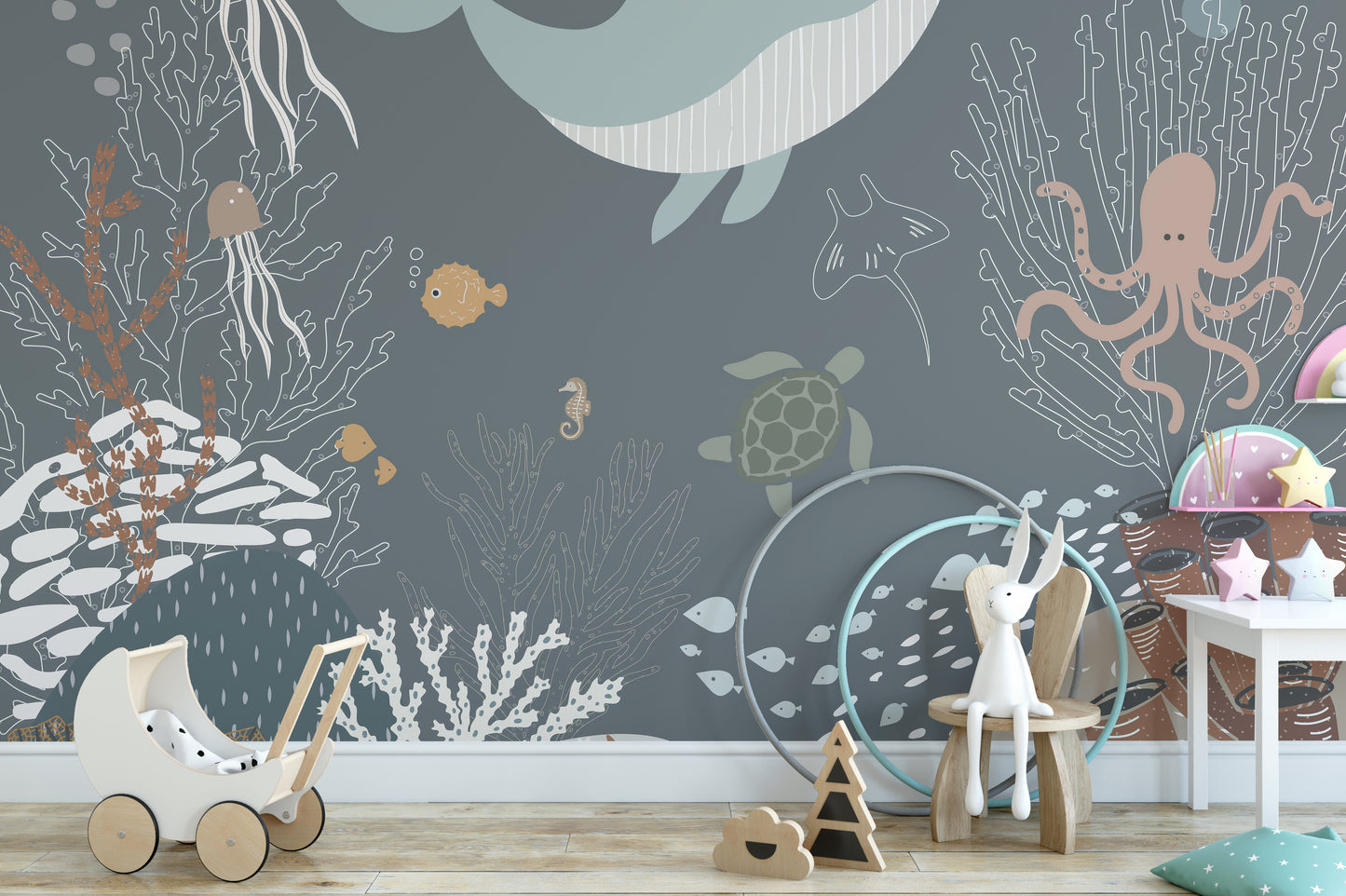 Ocean creatures mural design