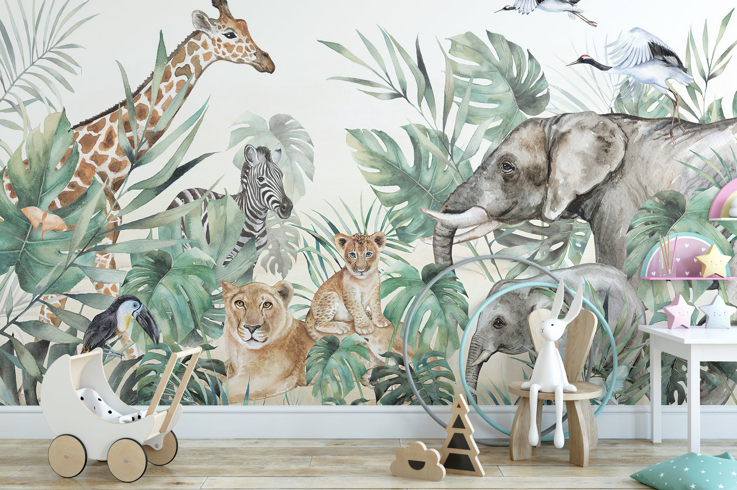 Artistic mural showcasing royal animal designs