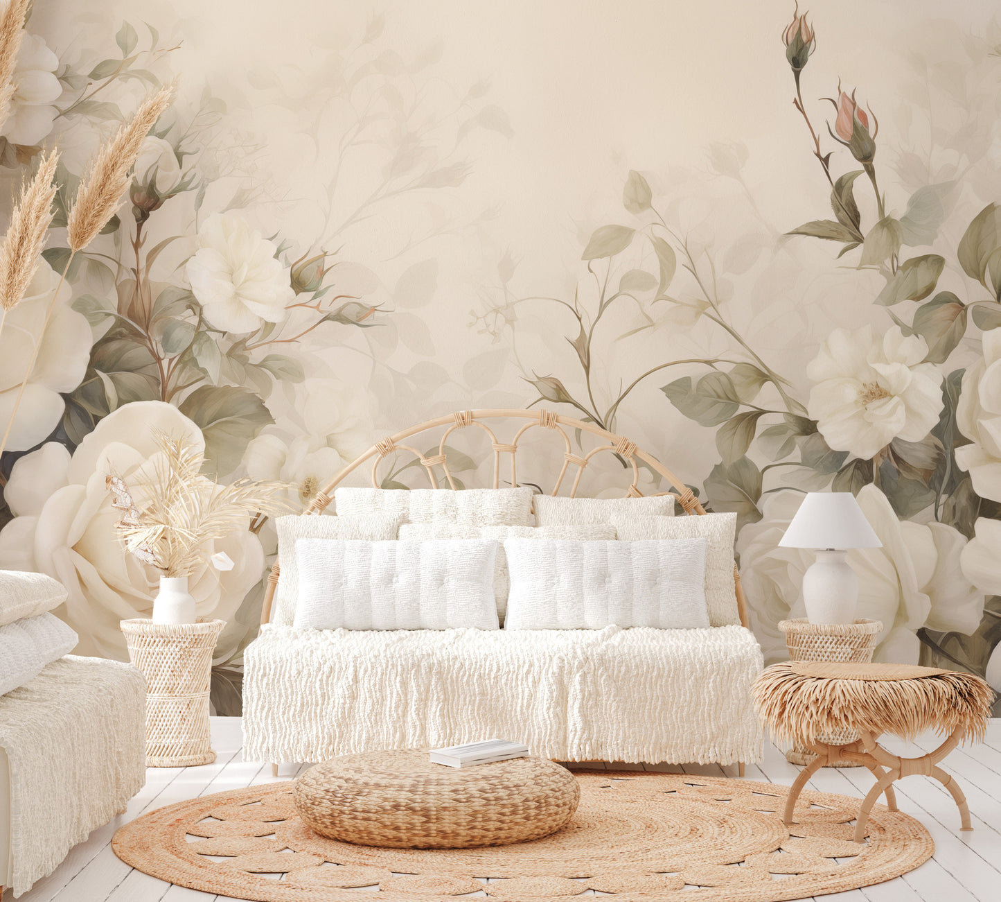 Delicate watercolor rose pattern wallpaper for walls
