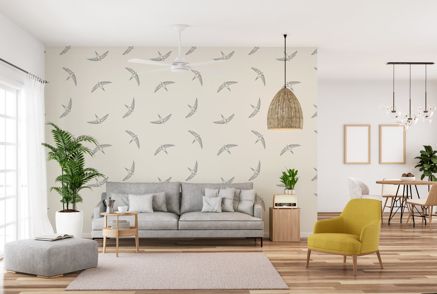 Wallpaper mural showcasing elegant birds
