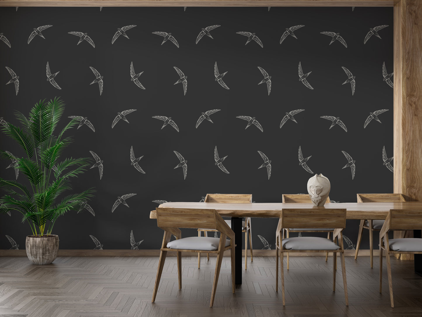 Midnight swallow bird wallpaper mural
