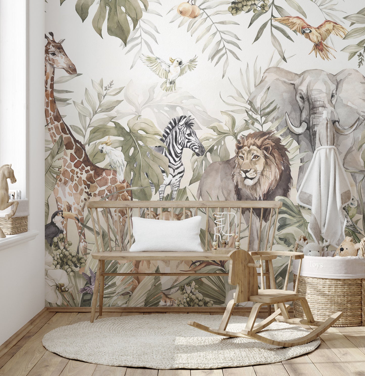 Artistic forest fauna mural for interiors
