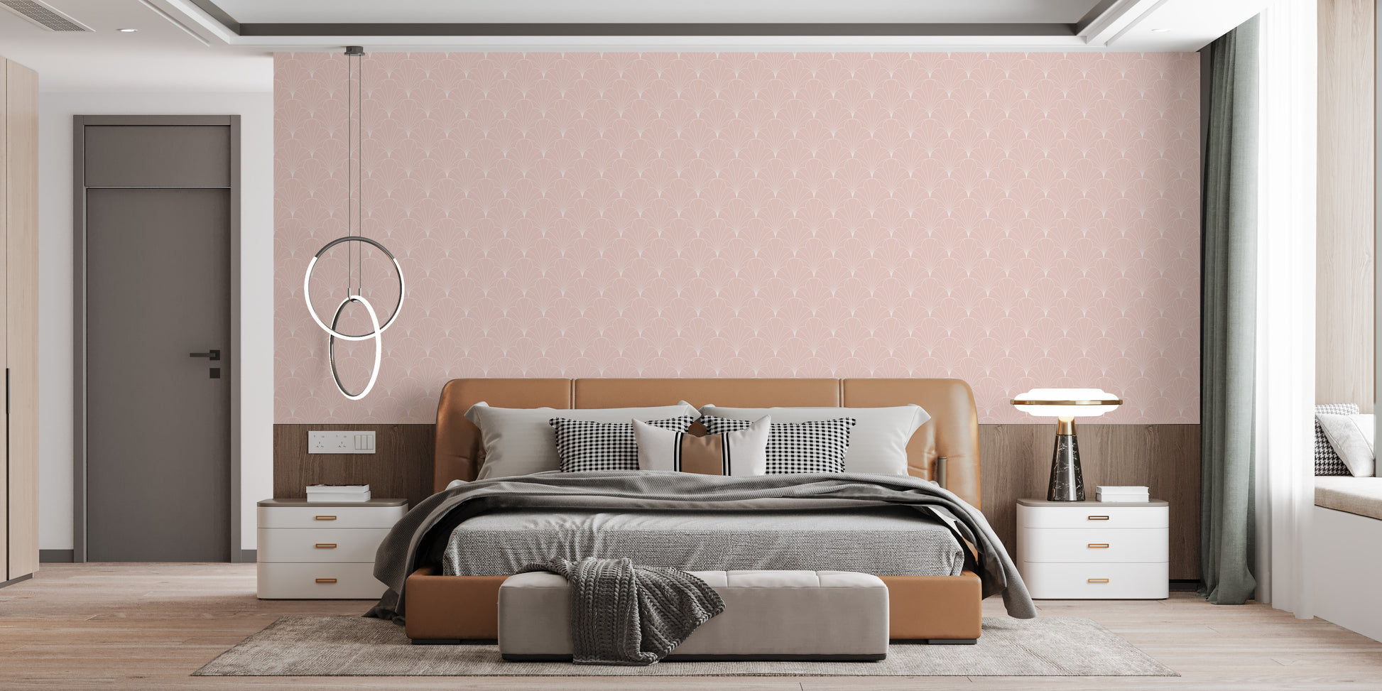 Stylish pink mural with deco-inspired design
