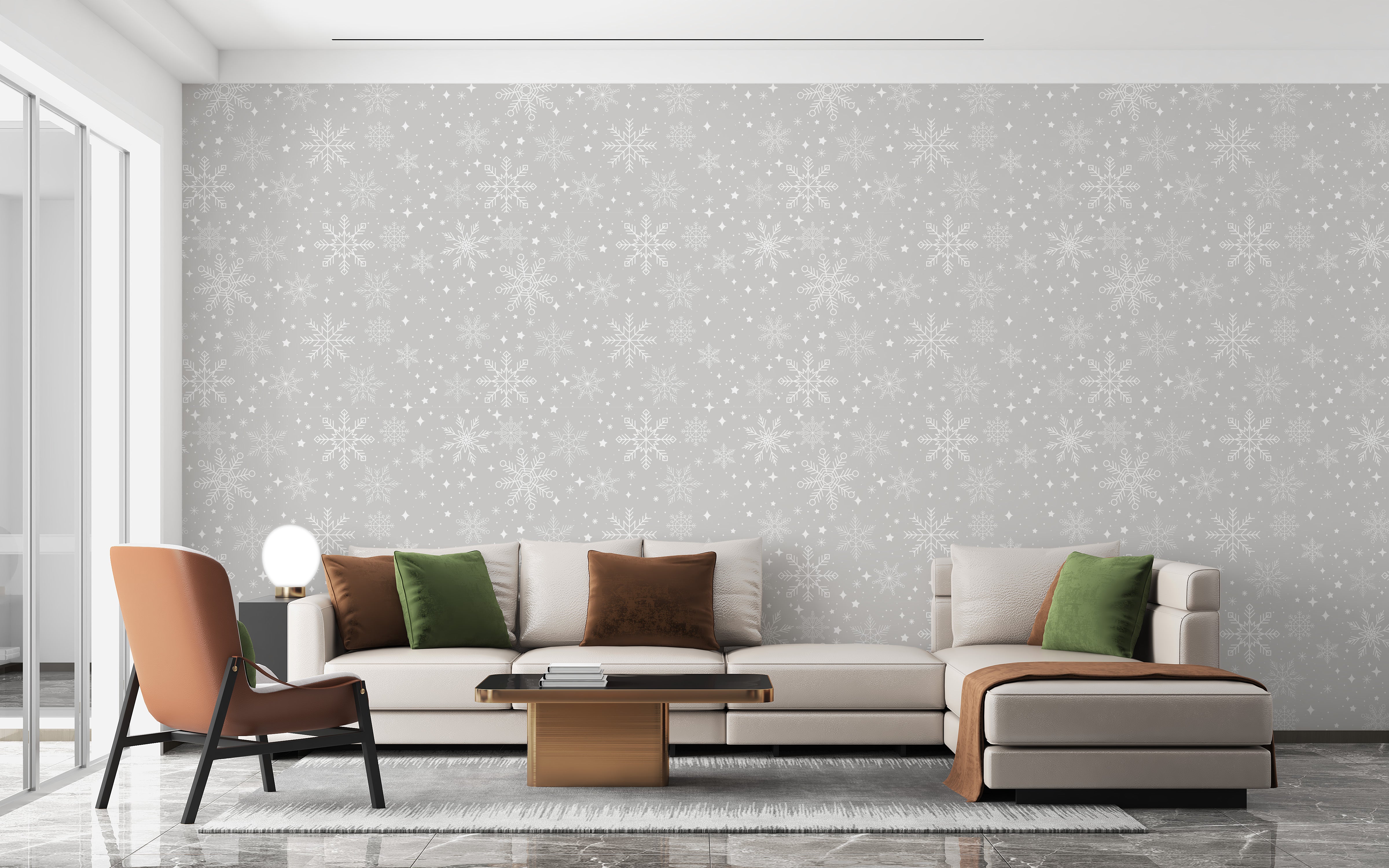 Winter magic-inspired gray wallpaper mural



