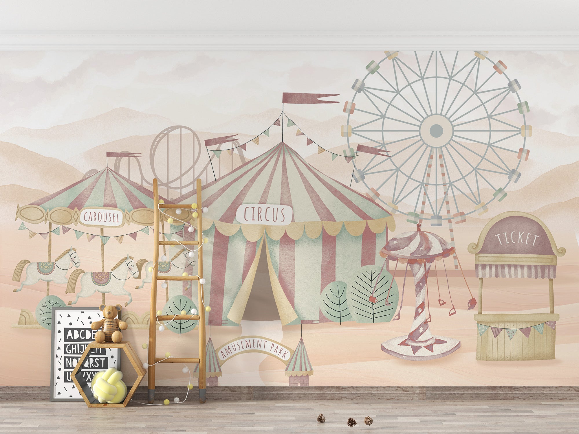 Whimsical Circus Adventure Wallpaper Mural with charm