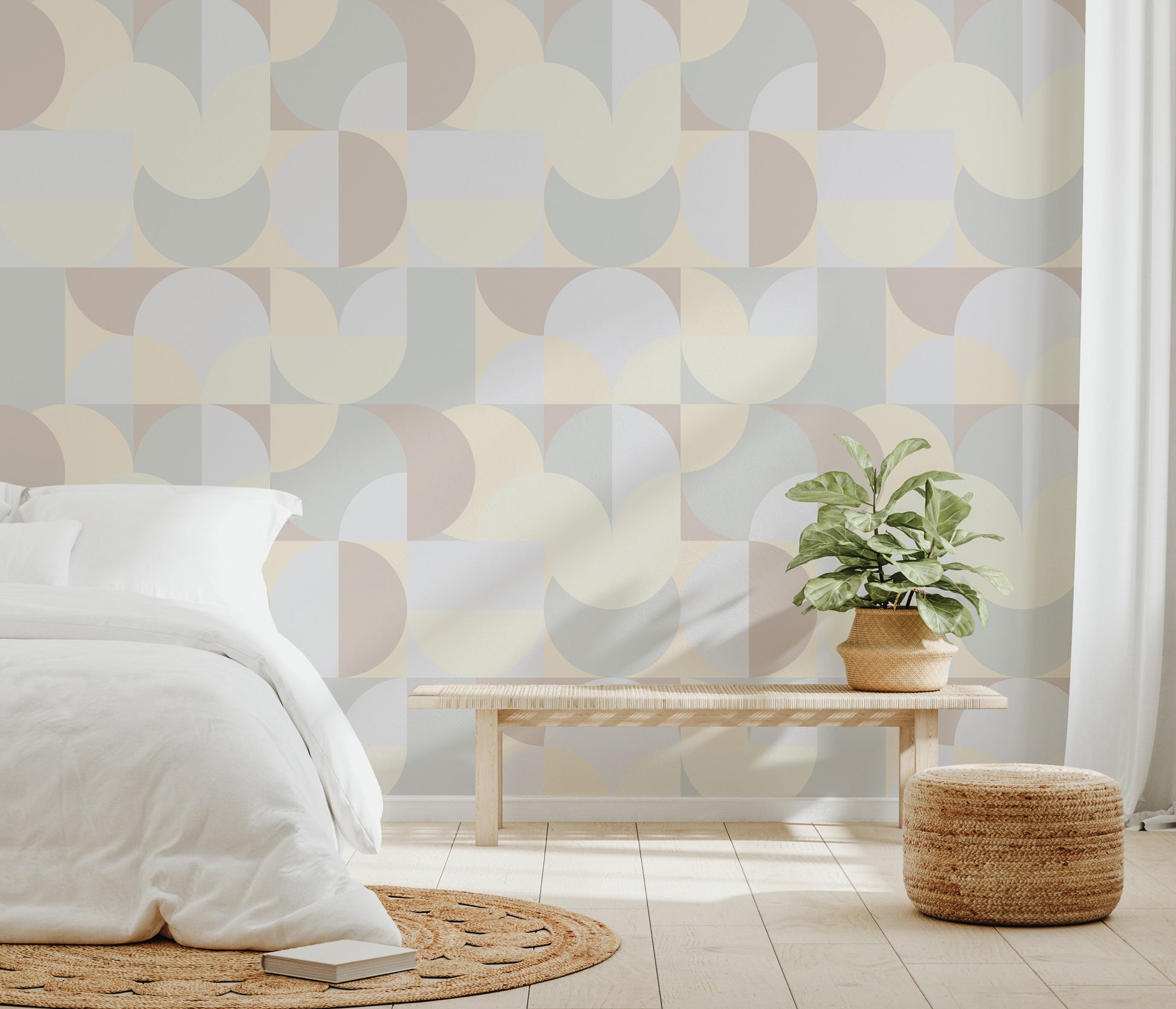 Beige and pastel geometric wallpaper
