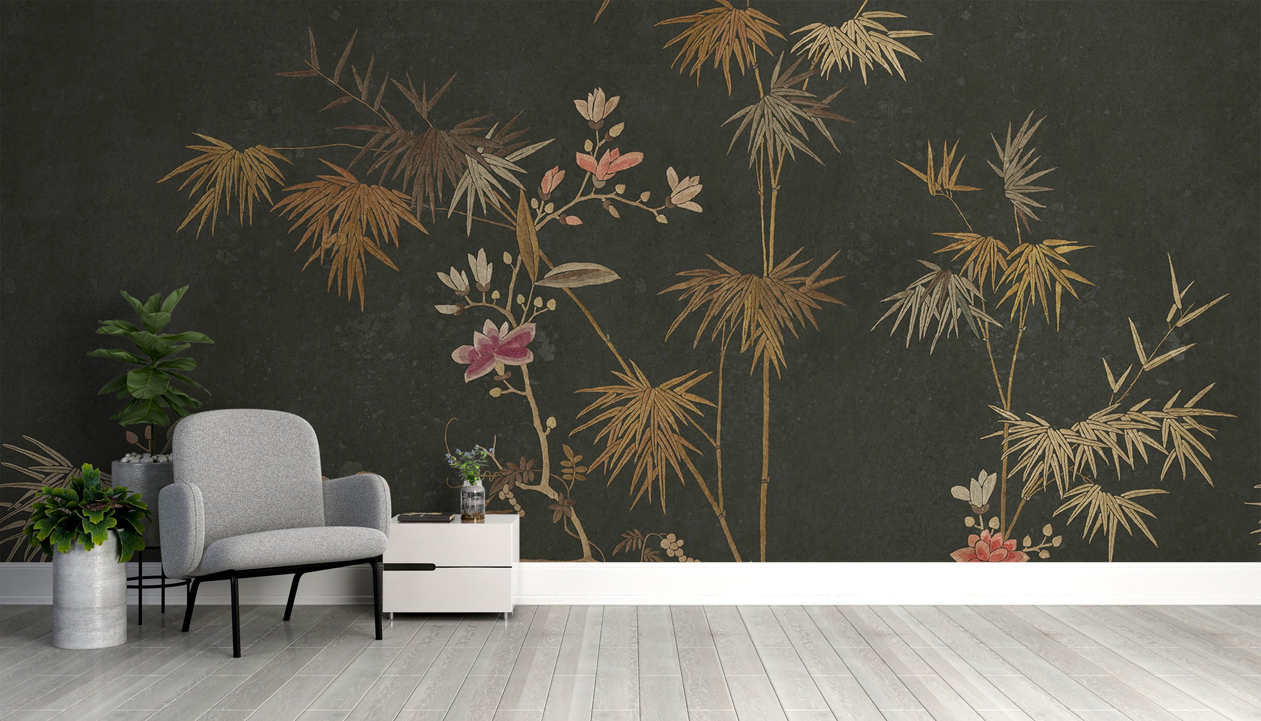 Luxurious bamboo chinoiserie mural for timeless spaces