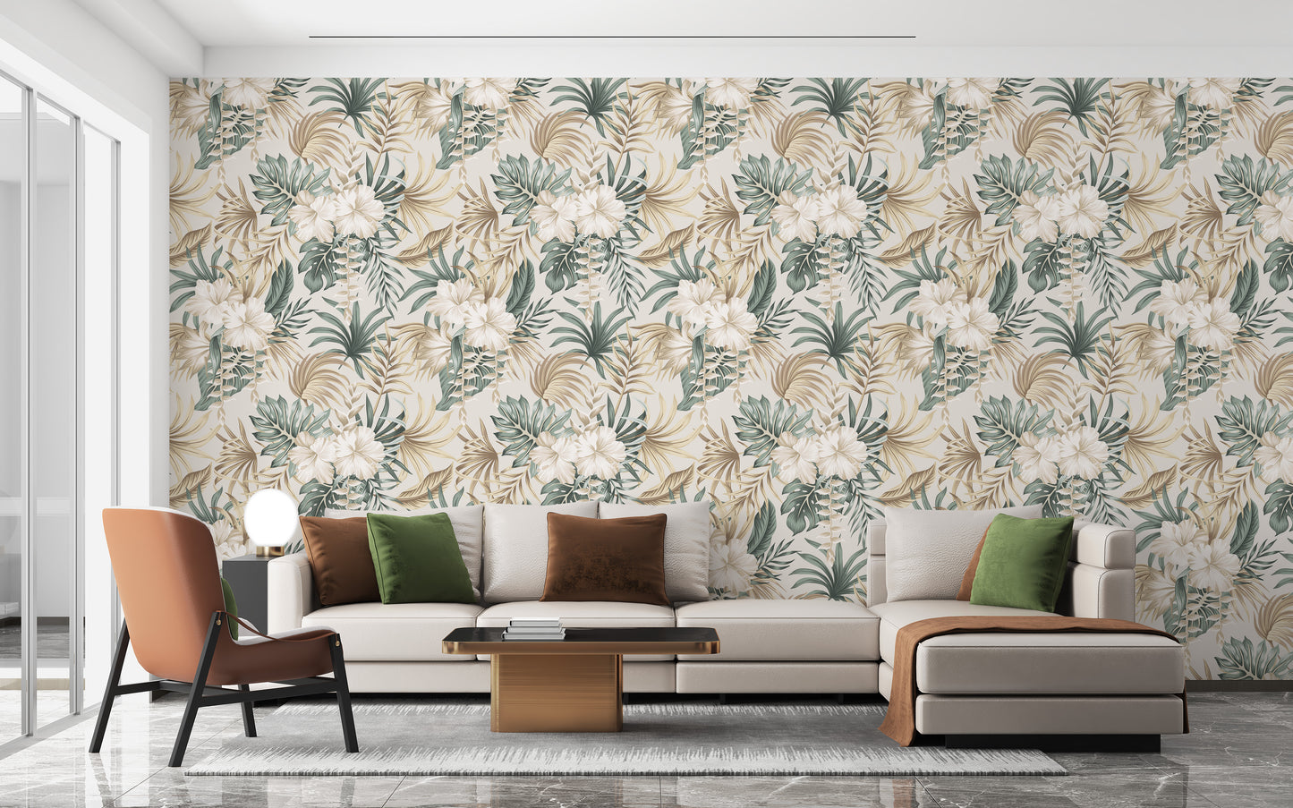 Palm leaves wallpaper with tropical vibe



