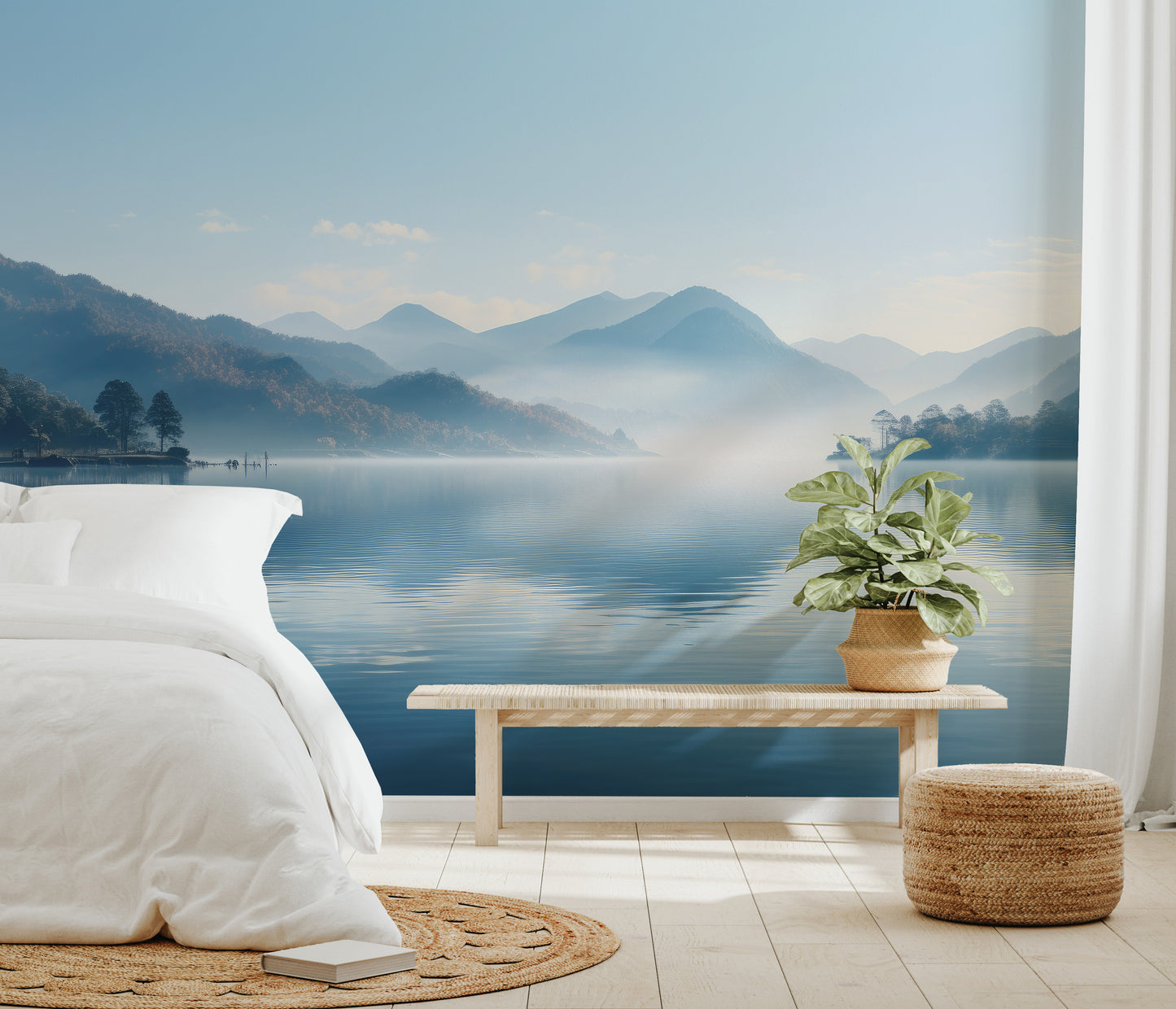 Misty Mountain Lake Wallpaper Mural