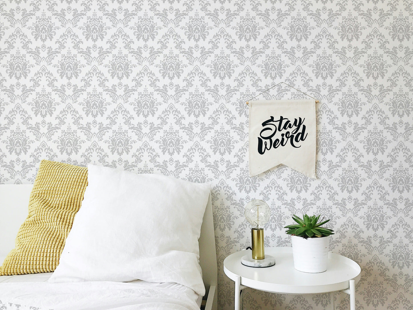 Floral Repeat Pattern Damask Wallpaper For Walls