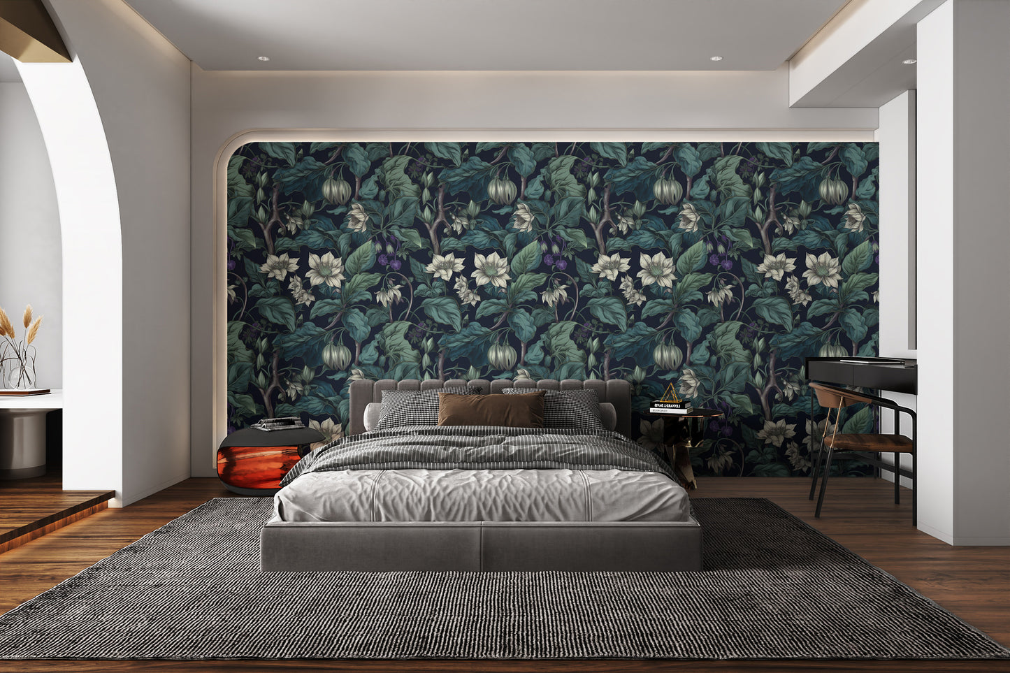 Botanical Blossom Wall Mural - Teal