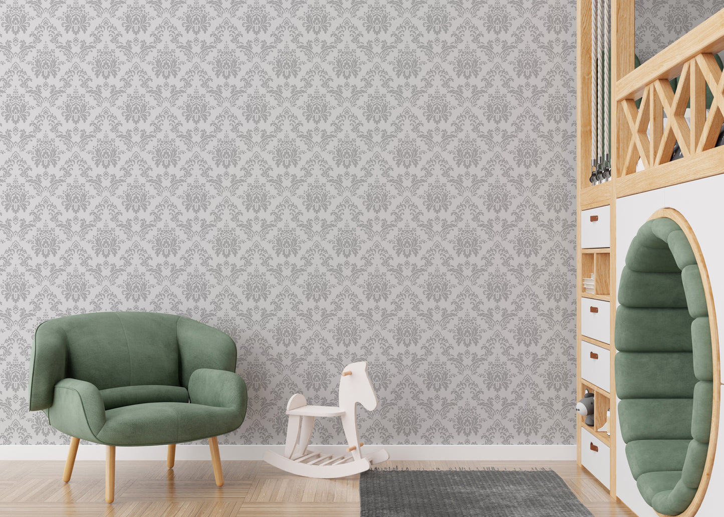 Floral Repeat Pattern Damask Wallpaper For Walls