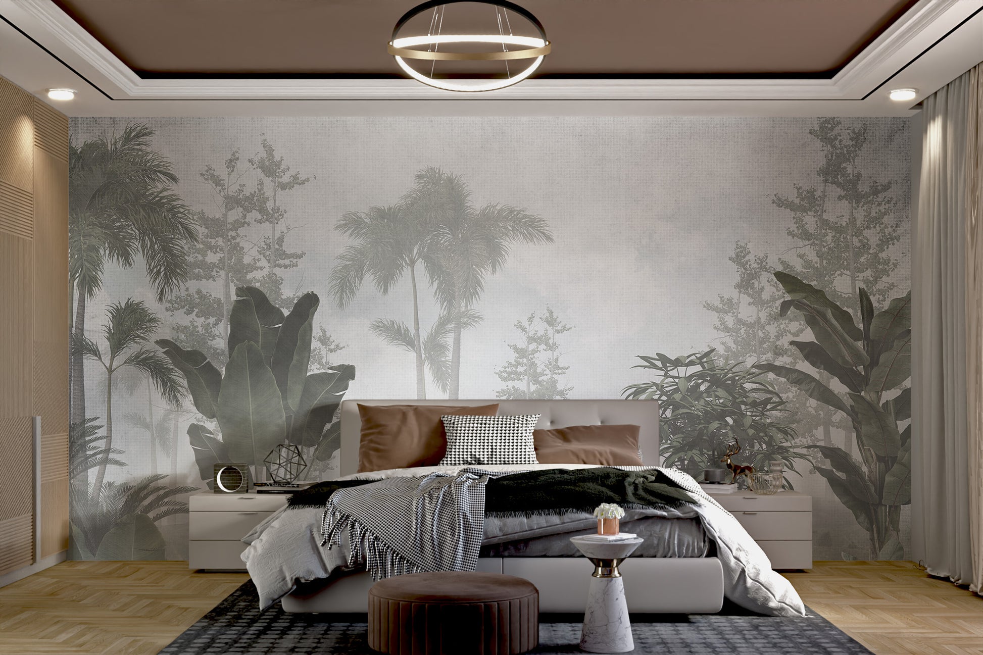 Peaceful nature-inspired tropical leaves wallpaper.