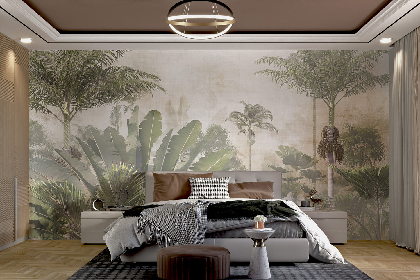 Relaxing tropical wallpaper with palm tree designs.