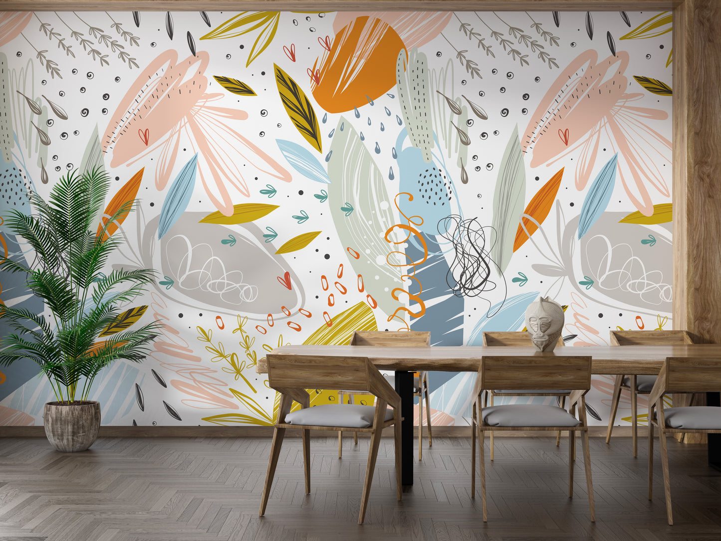 Wallpaper mural featuring colorful leaves
