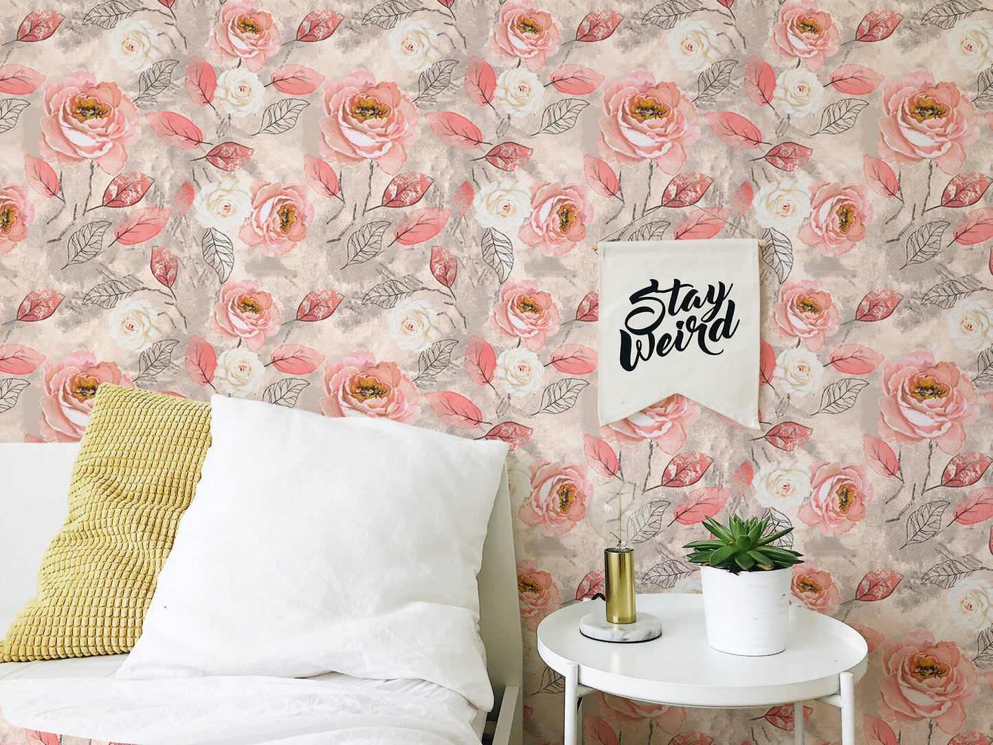 Watercolor Pink Roses Flower Wallpaper For Walls