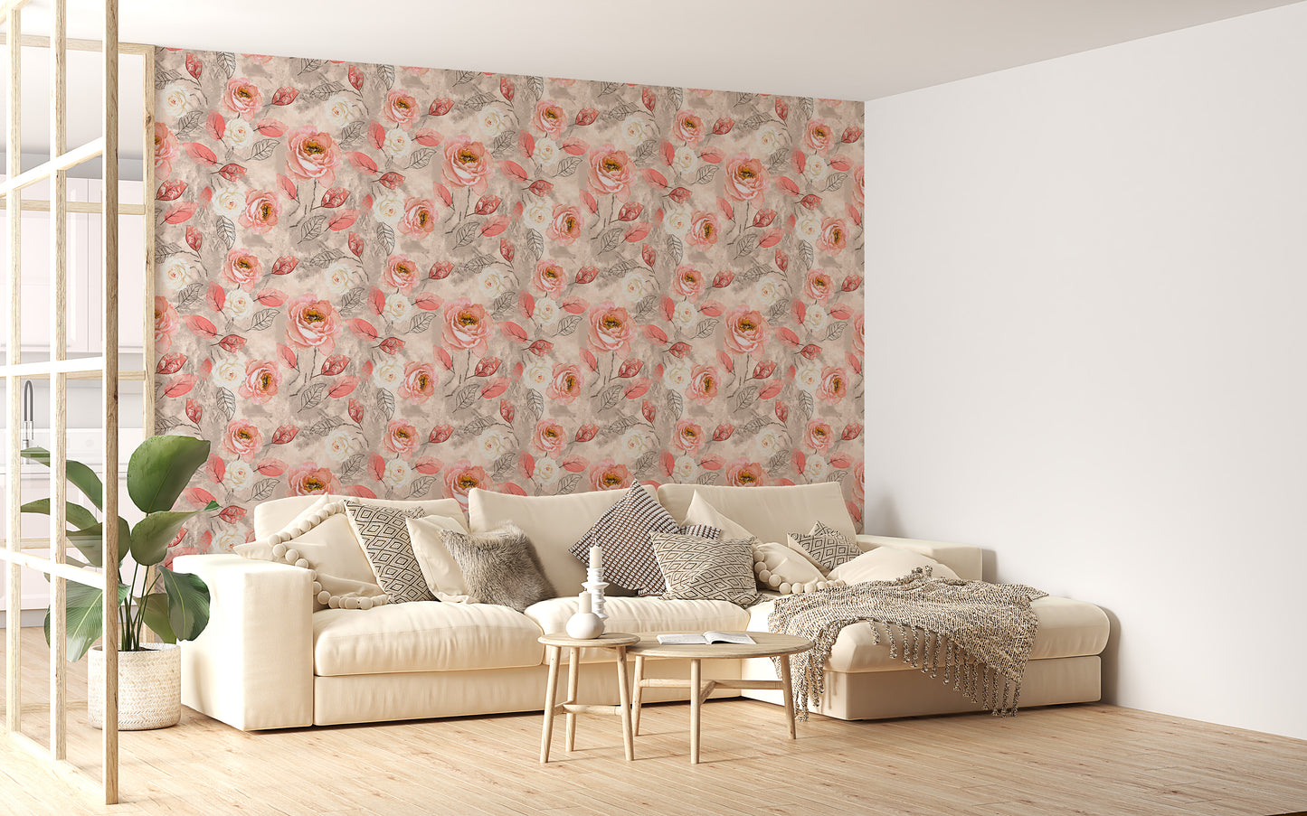 Watercolor Pink Roses Flower Wallpaper For Walls