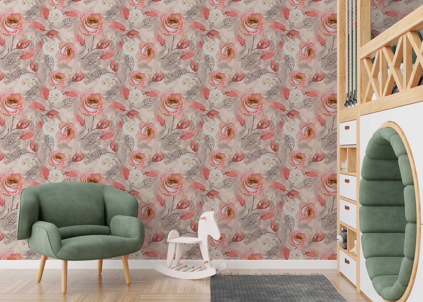 Watercolor Pink Roses Flower Wallpaper For Walls