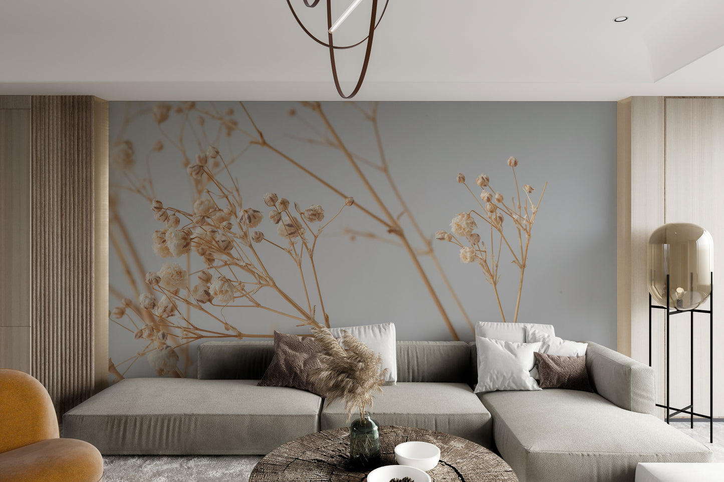 Elegant dried plant with soft beige tones
