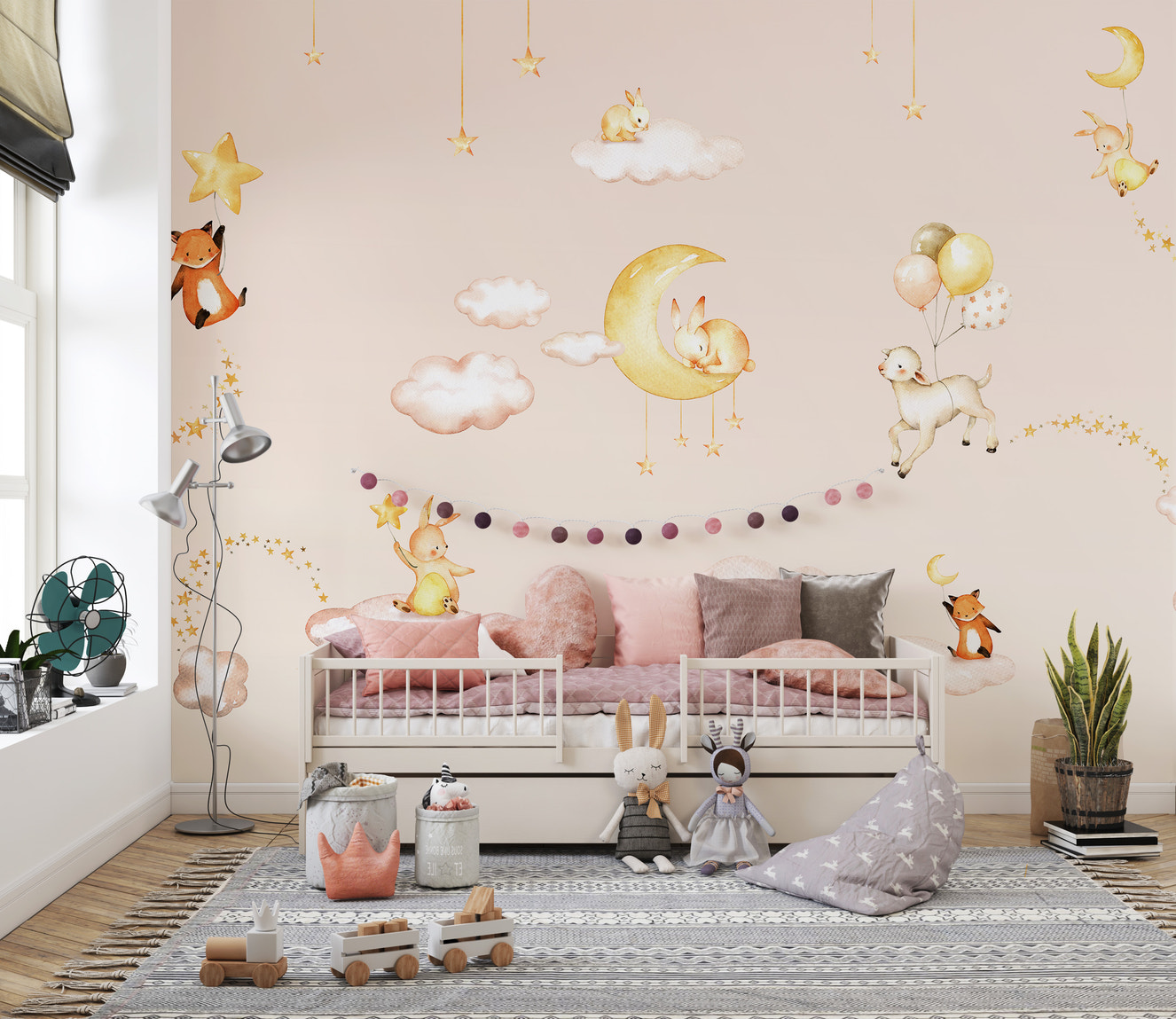 Pink Sweet dreams wallpaper for kids room