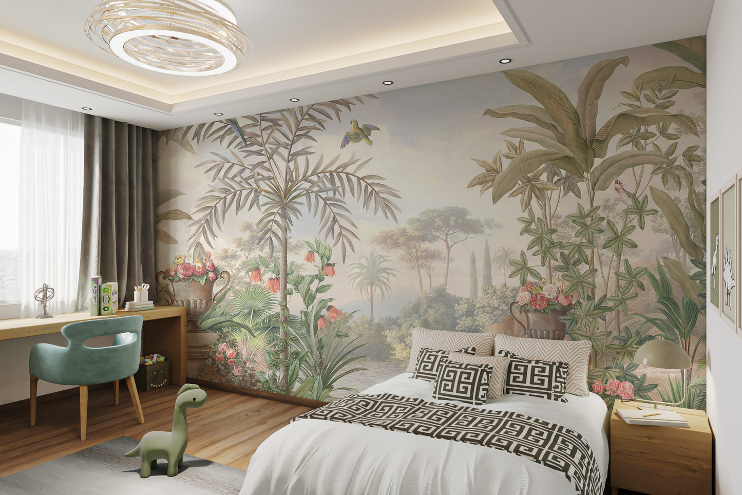 Vintage Tropical Paradise Botanical Mural