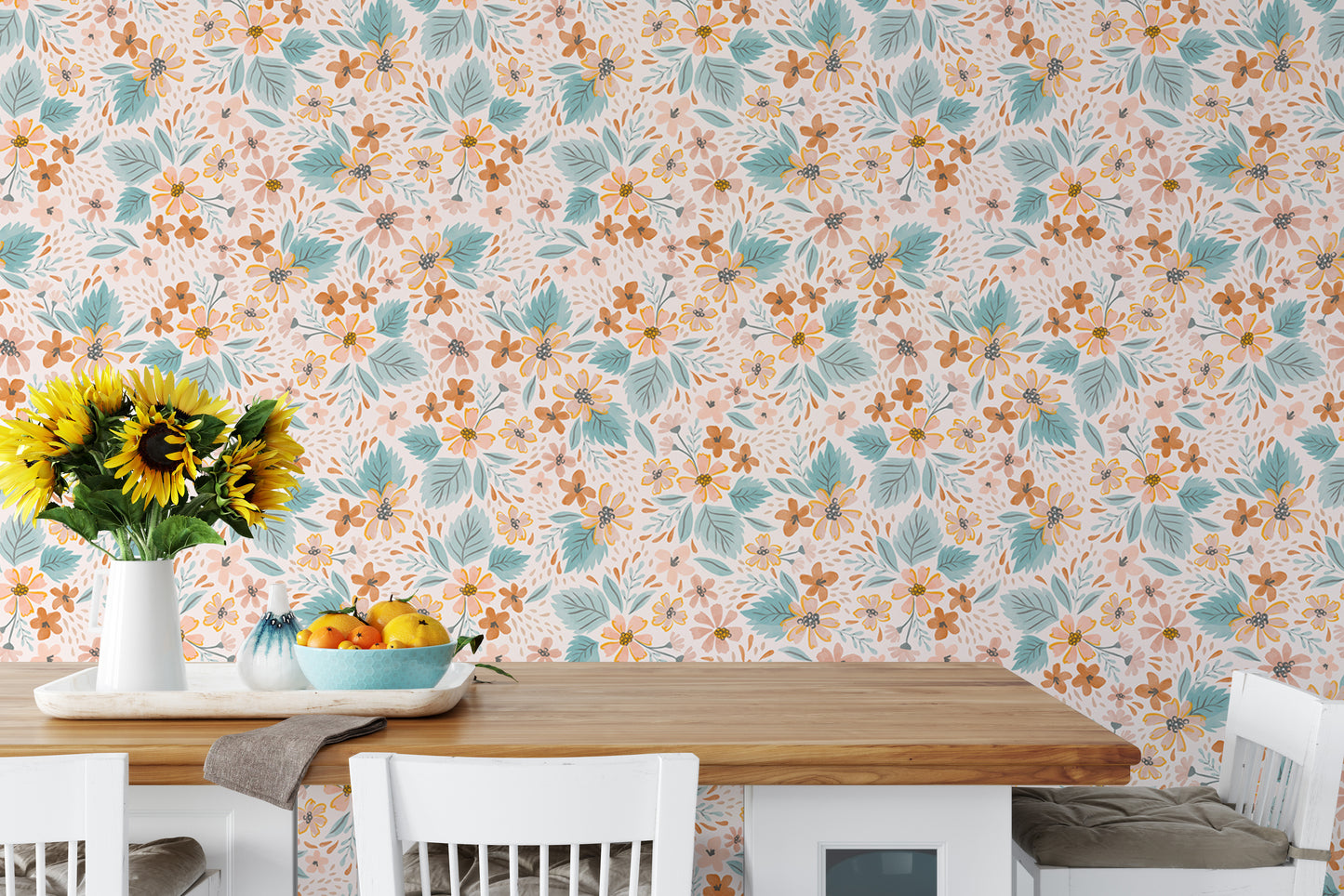 Watercolor Small Pattern Floral Pastel Colors Wallpaper