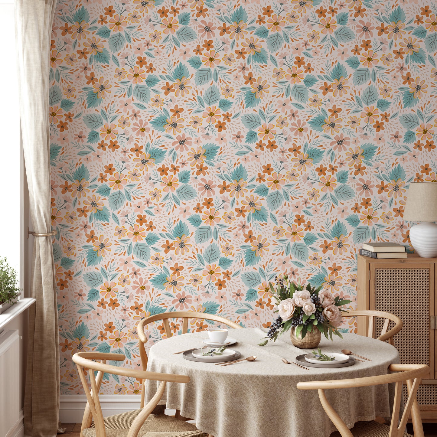 Watercolor Small Pattern Floral Pastel Colors Wallpaper