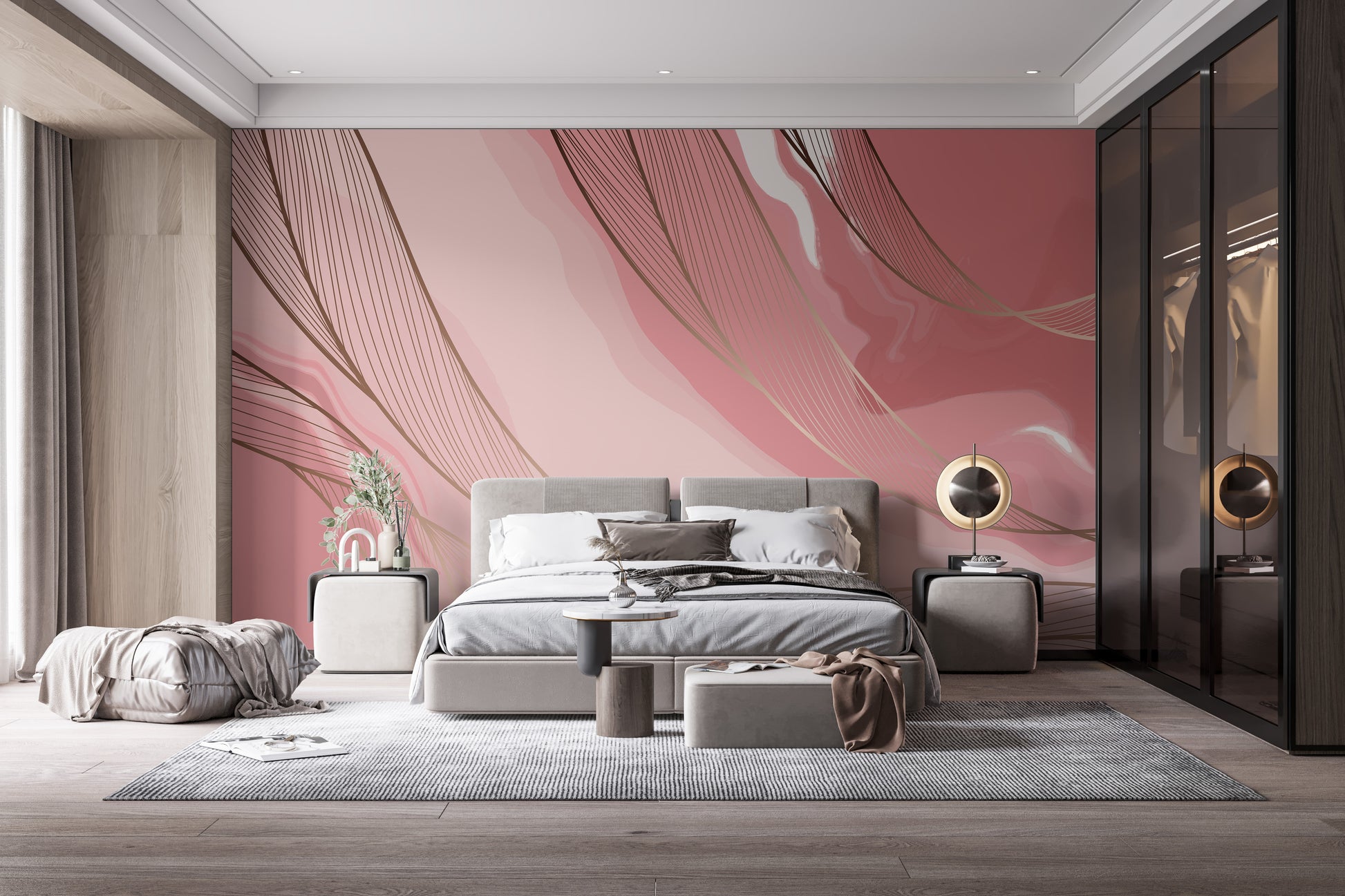 Sophisticated blush marble mural style
