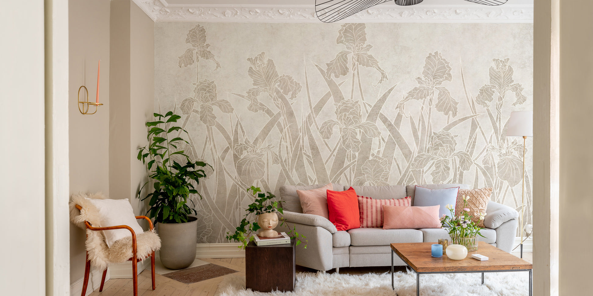 Blooming Flowers and Shrubs Wallpaper Mural for Walls