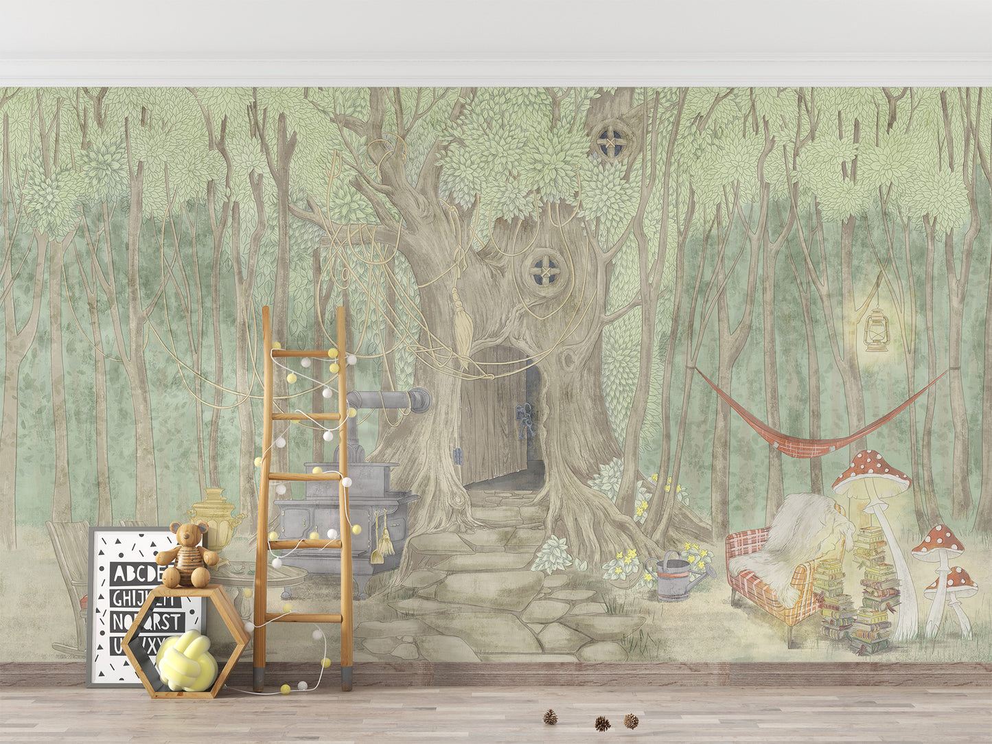 Fairyland Pond Wall Mural to create a magical vibe