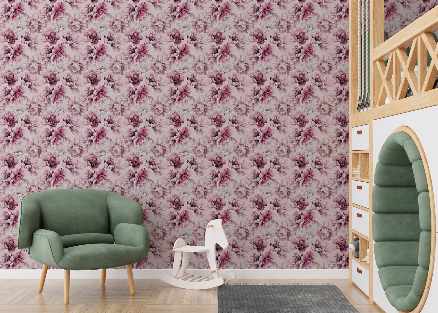 Pink Peony Flowers Summer Background Peel and Stick Wallpaper