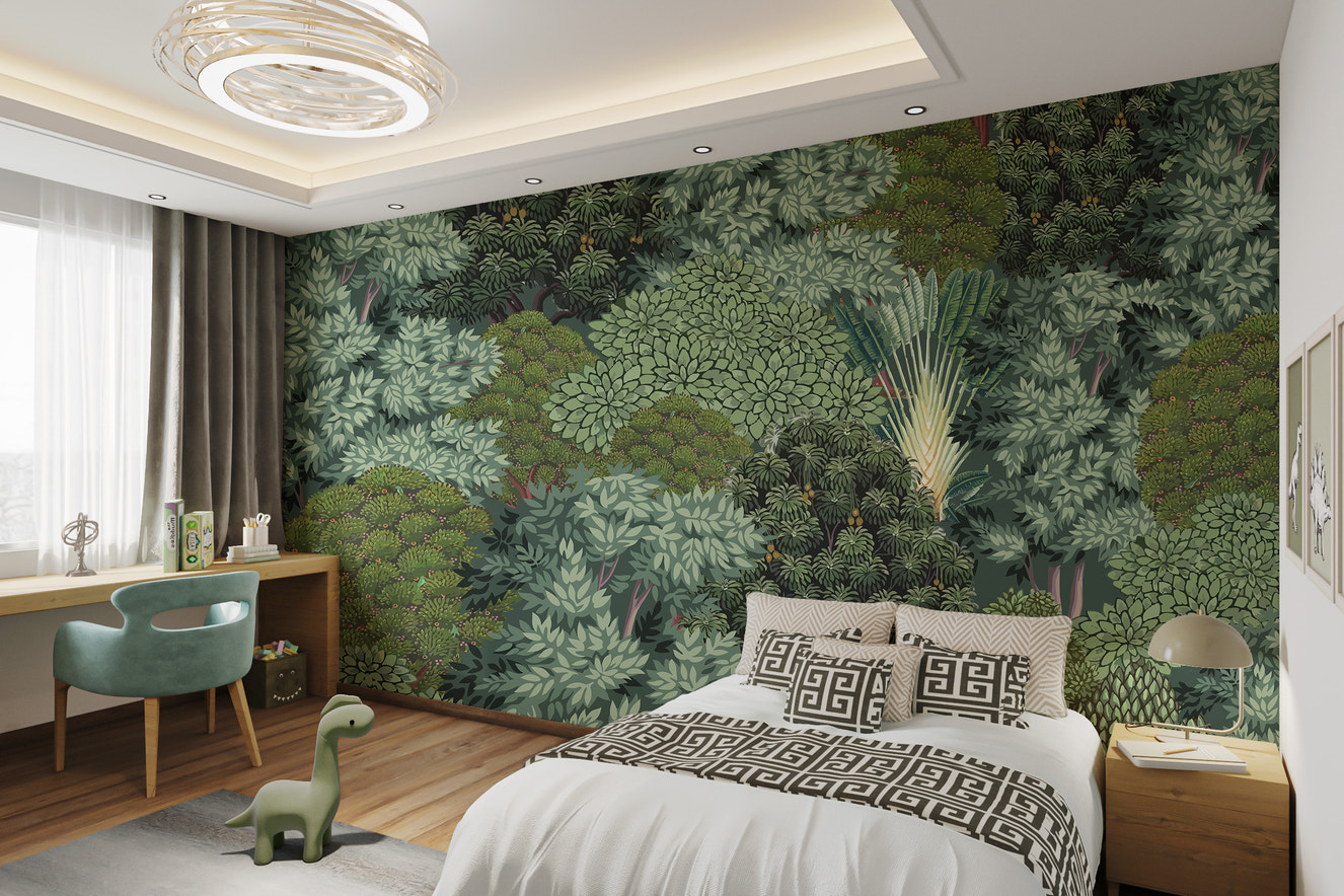 Exotic Tropical Jungle Canopy Mural